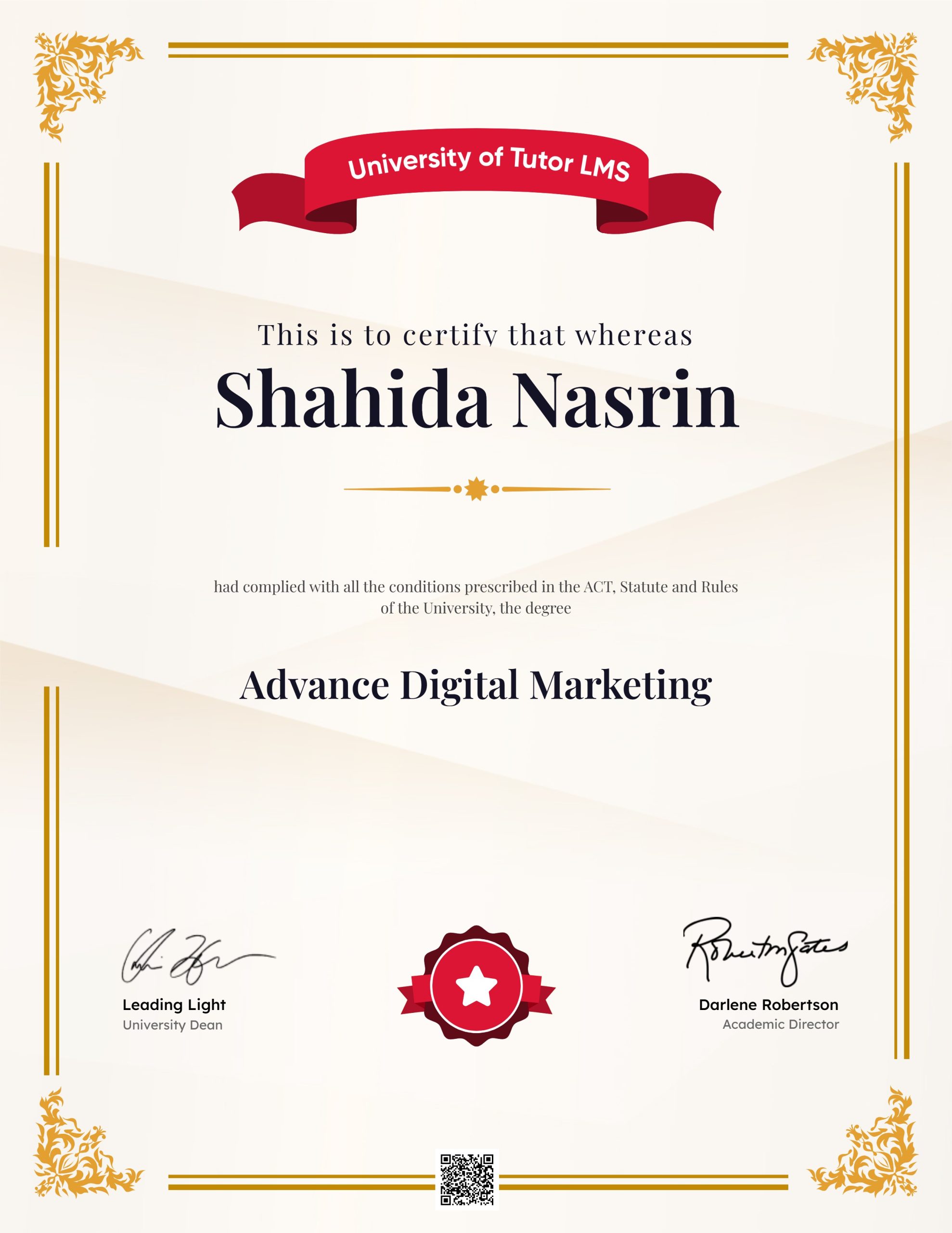 shahida-certificate